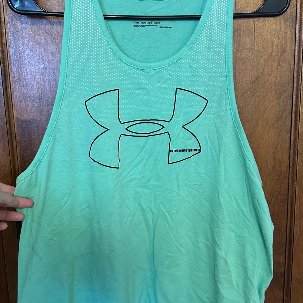 Under Armour Mint Green Performance Tank with Black Logo